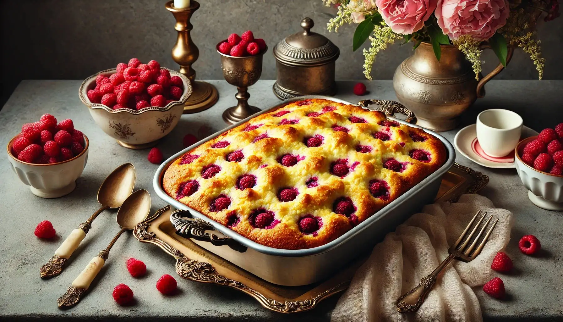 Raspberry White Chocolate Dump Cake