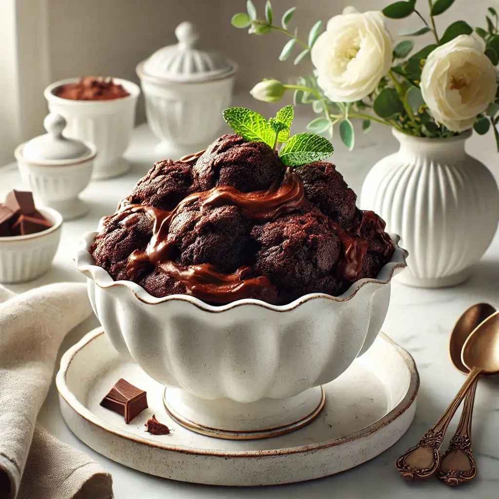 Triple Chocolate Dump Cake Serving Image