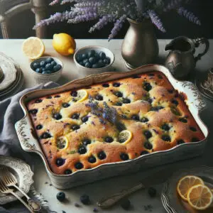 Lavender Lemon Blueberry Dump Cake