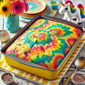 Rainbow Unicorn Dump Cake