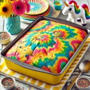 Rainbow Unicorn Dump Cake Recipe Image