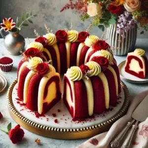 Red Velvet Cheesecake Bundt Dump Cake Recipe Image