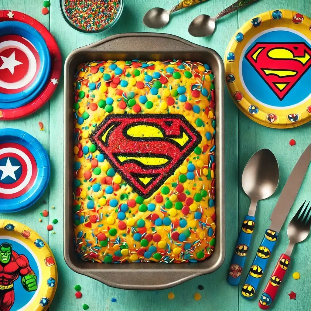 Superhero Sprinkle Funfetti Dump Cake