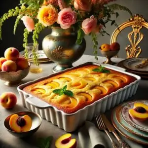 Vegan Peach Delight Dump Cake Recipe Image