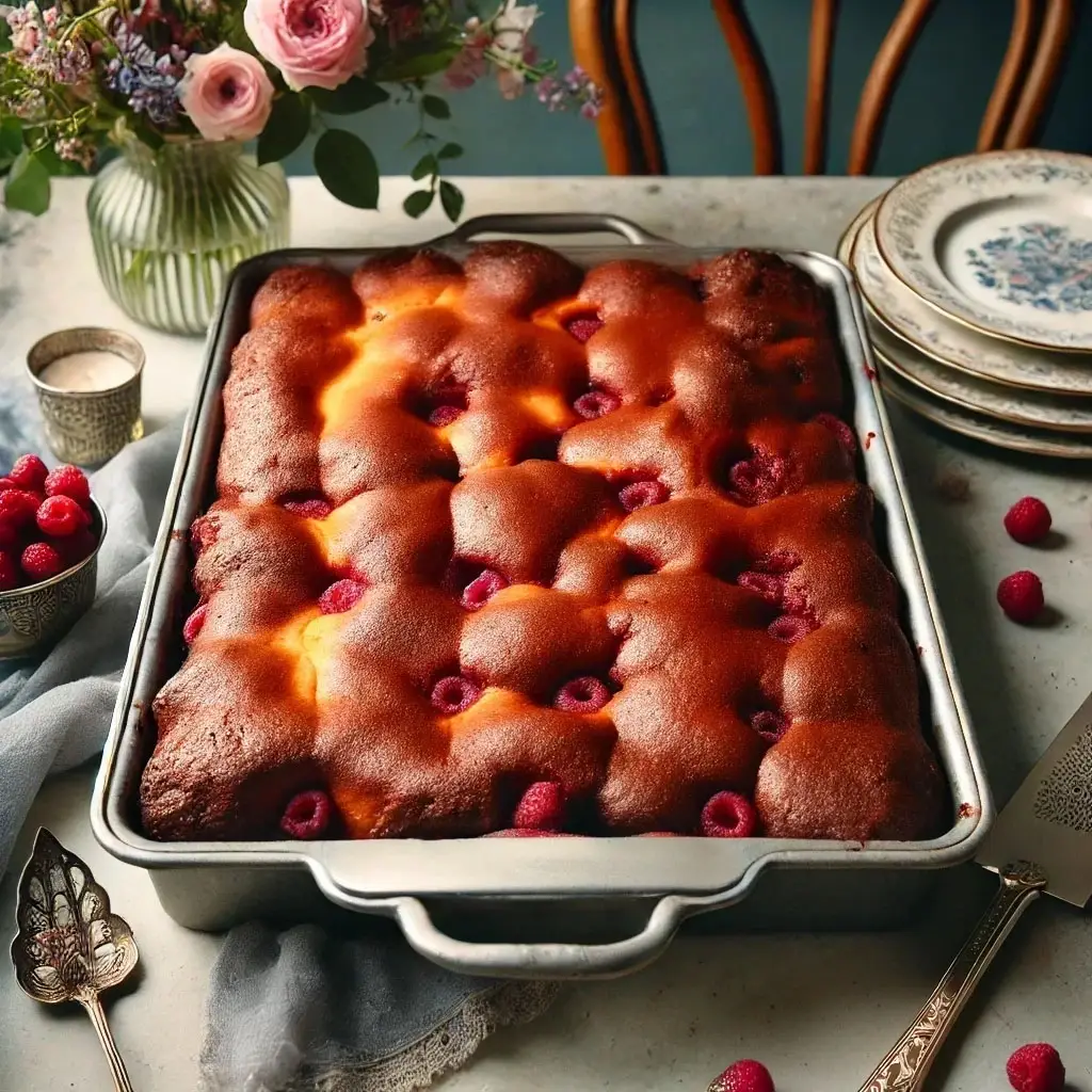 Challah Chocolate Raspberry Dump Cake