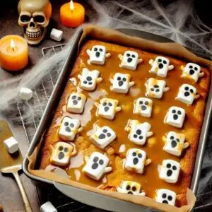 Spooky Salted Caramel Ghost Dump Cake Recipe Image