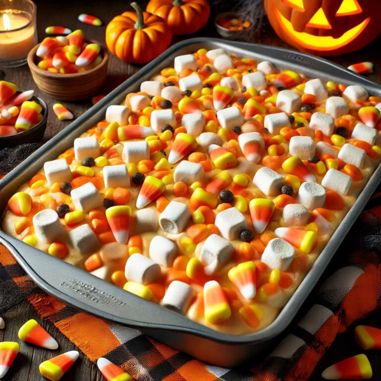 Candy Corn and Vanilla Pudding Dump Cake