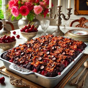 Chocolate Bacon Cherry Dump Cake