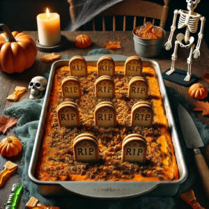 Pumpkin Spice Graveyard Dump Cake