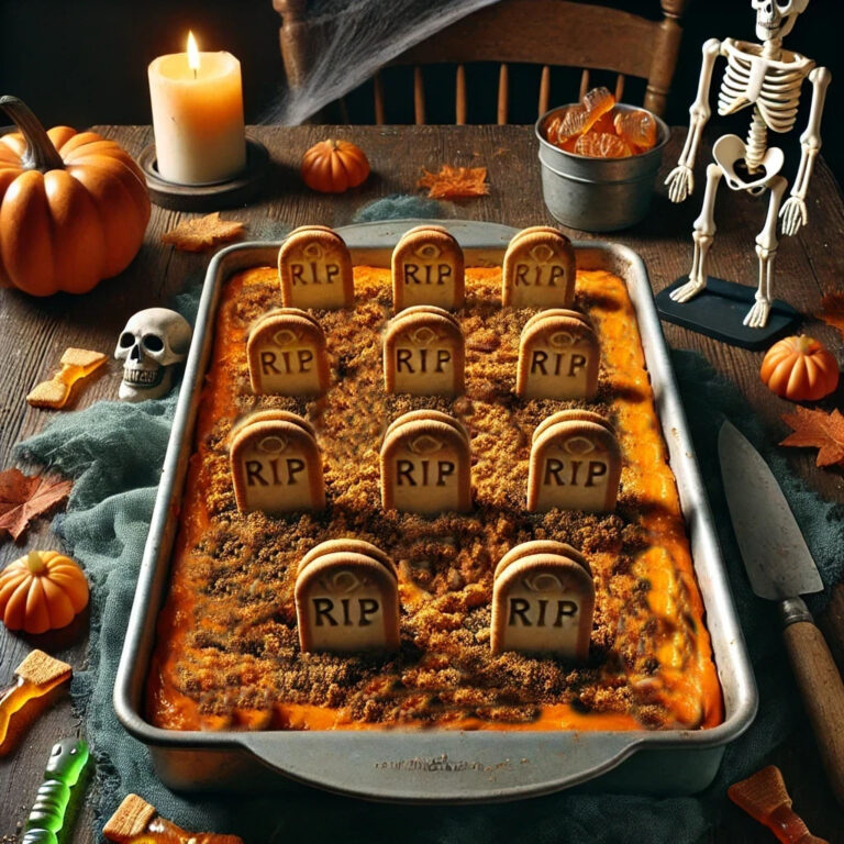 Pumpkin Spice Graveyard Dump Cake