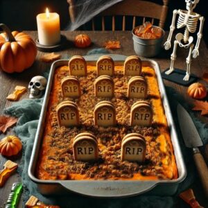 Pumpkin Spice Graveyard Dump Cake Recipe Image