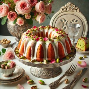 Rosewater Pistachio Bundt Dump Cake Recipe Image