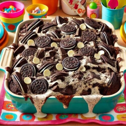 Cookies and Cream Oreo Dump Cake Recipe Image