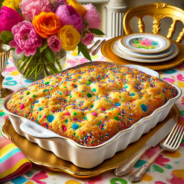 Vanilla Sprinkle Donut Funfetti Dump Cake