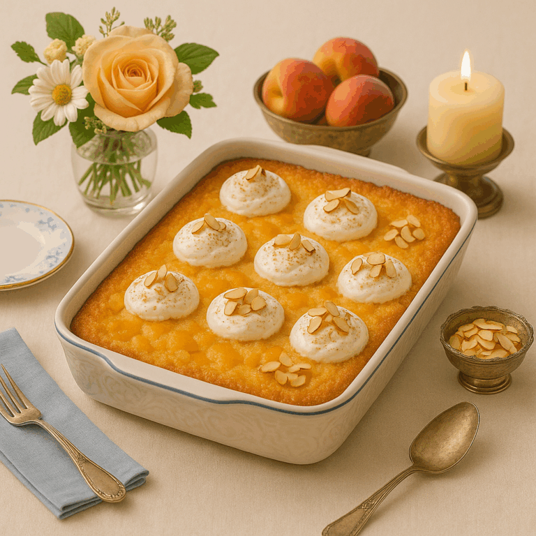 Peaches & Cream Angel Food Dump Cake